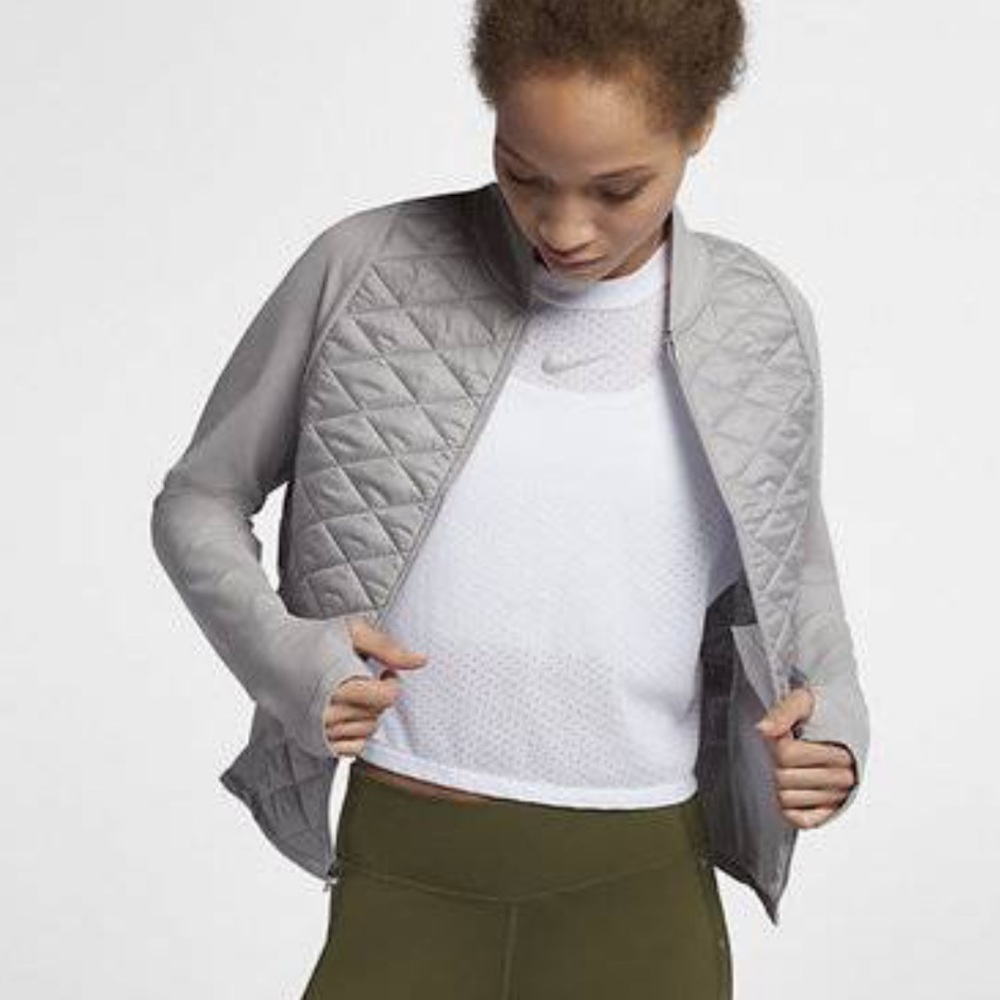 WOMENS GREY NIKE AEROLAYER RUNNING THERMAL REPEL WOMENS SIZE MEDIUM NWT